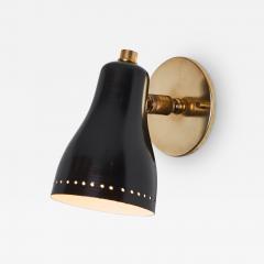 Jacques Biny 1960s Perforated Black and Brass Wall Lamp Attributed to Jacques Biny - 3426312