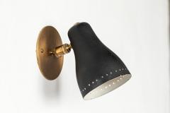 Jacques Biny Pair of 1950s Black Perforated Sconces Attributed to Jacques Biny - 870775