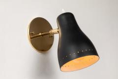 Jacques Biny Pair of 1950s Black Perforated Sconces Attributed to Jacques Biny - 1204406