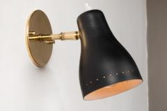 Jacques Biny Pair of 1950s Black Perforated Sconces Attributed to Jacques Biny - 1204409