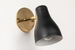 Jacques Biny Pair of 1950s Black Perforated Sconces Attributed to Jacques Biny - 1204413