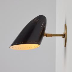 Jacques Biny Pair of 1950s Black Perforated Sconces Attributed to Jacques Biny - 3589444