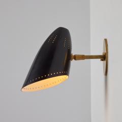 Jacques Biny Pair of 1950s Black Perforated Sconces Attributed to Jacques Biny - 3589446