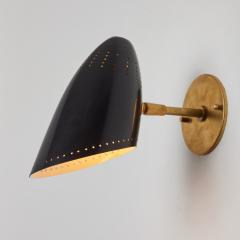 Jacques Biny Pair of 1950s Black Perforated Sconces Attributed to Jacques Biny - 3589447