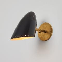 Jacques Biny Pair of 1950s Black Perforated Sconces Attributed to Jacques Biny - 3589453