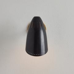 Jacques Biny Pair of 1950s Black Perforated Sconces Attributed to Jacques Biny - 3589455