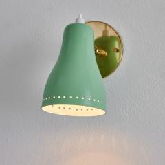 Jacques Biny Pair of 1950s Green Perforated Sconces Attributed to Jacques Biny - 2483548