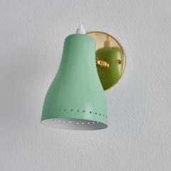 Jacques Biny Pair of 1950s Green Perforated Sconces Attributed to Jacques Biny - 2483549