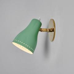 Jacques Biny Pair of 1950s Green Perforated Sconces Attributed to Jacques Biny - 2483556