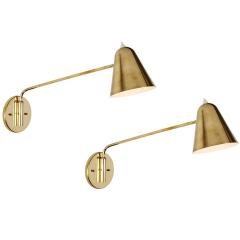 Jacques Biny Pair of 1950s Jacques Biny Brass Articulating Wall Lights - 1773543