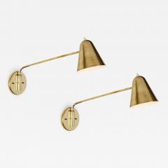 Jacques Biny Pair of 1950s Jacques Biny Brass Articulating Wall Lights - 1773583