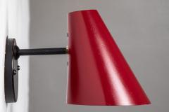 Jacques Biny Pair of 1950s Jacques Biny Red Black Wall Lights - 2931033