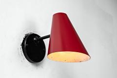 Jacques Biny Pair of 1950s Jacques Biny Red Black Wall Lights - 2931034