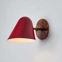 Jacques Biny Pair of 1950s Jacques Biny Red Metal Brass Wall Lights - 2884727