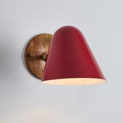 Jacques Biny Pair of 1950s Jacques Biny Red Metal Brass Wall Lights - 2884728