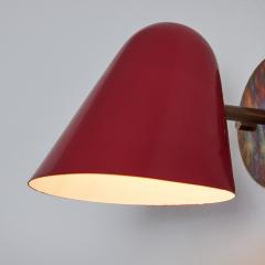 Jacques Biny Pair of 1950s Jacques Biny Red Metal Brass Wall Lights - 2884731