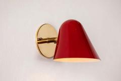 Jacques Biny Pair of 1950s Jacques Biny Red Wall Lights - 1622419