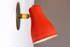 Jacques Biny Pair of 1950s Red Perforated Sconces Attributed to Jacques Biny - 932653