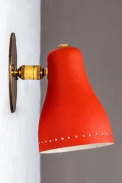 Jacques Biny Pair of 1950s Red Perforated Sconces Attributed to Jacques Biny - 932655