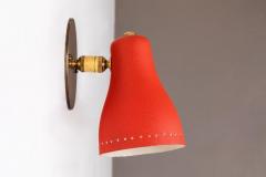 Jacques Biny Pair of 1950s Red Perforated Sconces Attributed to Jacques Biny - 932656