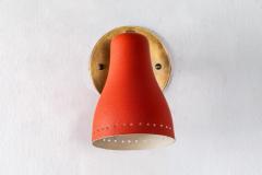 Jacques Biny Pair of 1950s Red Perforated Sconces Attributed to Jacques Biny - 932657