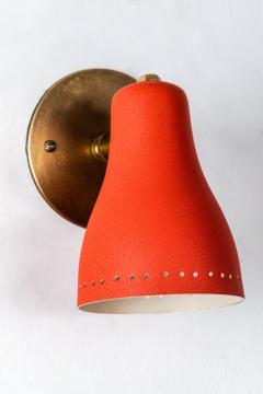 Jacques Biny Pair of 1950s Red Perforated Sconces Attributed to Jacques Biny - 932658