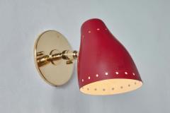 Jacques Biny Pair of 1950s Red Perforated Sconces Attributed to Jacques Biny - 2192207