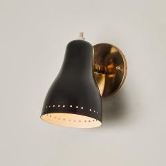 Jacques Biny Pair of 1960s Black Perforated Wall Lamps Attributed to Jacques Biny - 2951491