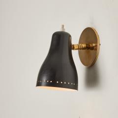 Jacques Biny Pair of 1960s Black Perforated Wall Lamps Attributed to Jacques Biny - 2951492