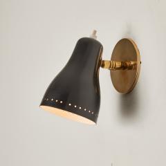 Jacques Biny Pair of 1960s Black Perforated Wall Lamps Attributed to Jacques Biny - 2951493