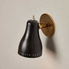 Jacques Biny Pair of 1960s Black Perforated Wall Lamps Attributed to Jacques Biny - 2951498