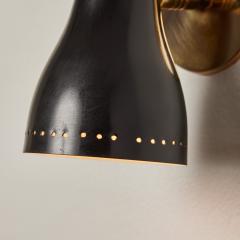Jacques Biny Pair of 1960s Black Perforated Wall Lamps Attributed to Jacques Biny - 2951500
