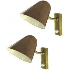 Jacques Biny Pair of 1960s Jacques Biny Brass and Copper Wall Lights - 983396