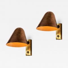 Jacques Biny Pair of 1960s Jacques Biny Brass and Copper Wall Lights - 985012