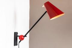 Jacques Biny Pair of 1960s Jacques Biny Red and Black Arm Lamps - 884527