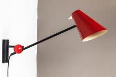 Jacques Biny Pair of 1960s Jacques Biny Red and Black Arm Lamps - 884529