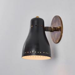 Jacques Biny Pair of 1960s Perforated Black Wall Lamps Attributed to Jacques Biny - 2507511
