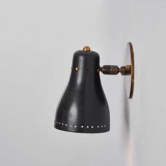Jacques Biny Pair of 1960s Perforated Black Wall Lamps Attributed to Jacques Biny - 2507512