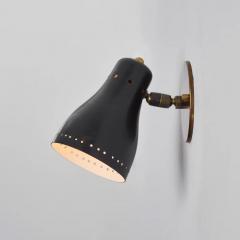 Jacques Biny Pair of 1960s Perforated Black Wall Lamps Attributed to Jacques Biny - 2507513