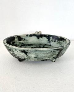 Jacques Blin JACQUES BLIN FRENCH CERAMIC ARTIST BLUE SCRAFITTO CERAMIC VIDE POCHE - 2968255