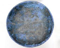 Jacques Blin JACQUES BLIN French CERAMIC ARTIST ICONIC BLUE GLAZED dish - 3773114