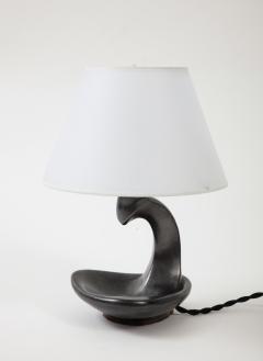 Jacques Blin Jacque Blin Black Matte Luster Glaze Ceramic lamp with Custom Vellum Shade - 2770755