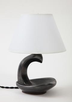 Jacques Blin Jacque Blin Black Matte Luster Glaze Ceramic lamp with Custom Vellum Shade - 2770766