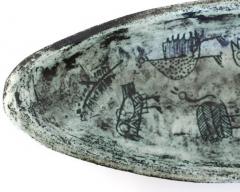 Jacques Blin Jacques Blin French Ceramic Artist Scrafitto Decorated Large Elongated Coupe - 4415468
