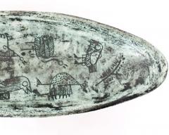 Jacques Blin Jacques Blin French Ceramic Artist Scrafitto Decorated Large Elongated Coupe - 4415470