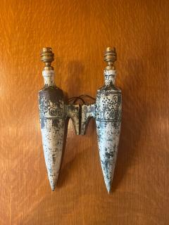 Jacques Blin Pair of ceramic sconces by Jacques Blin France 1960s - 3225314