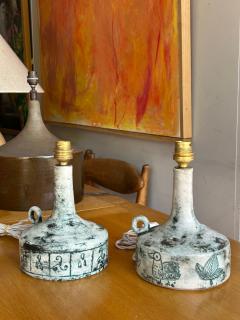 Jacques Blin Pair of ceramic table lamp by Jacques Blin France 1960s - 4312874