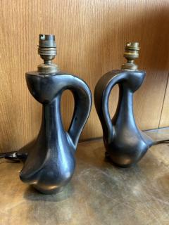 Jacques Blin Pair of ceramic table lamp by Jacques Blin France 1960s - 4755070