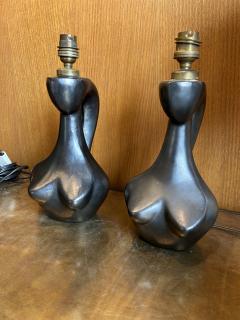 Jacques Blin Pair of ceramic table lamp by Jacques Blin France 1960s - 4755073