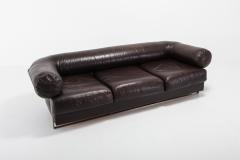 Jacques Charpentier Jacques Charpentier Brown Leather Apollo Sofa In Stainless Steel Frame 1960s - 1006441